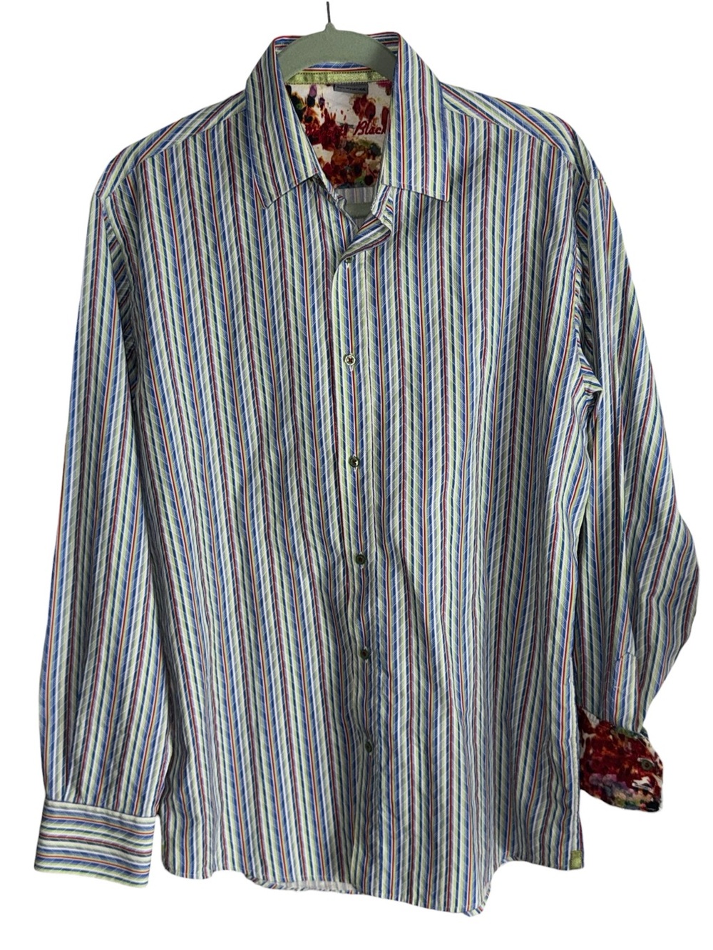 Visconti Black Mens Shirt Multicolor Stripe Long Sleeve Cotton Portugal